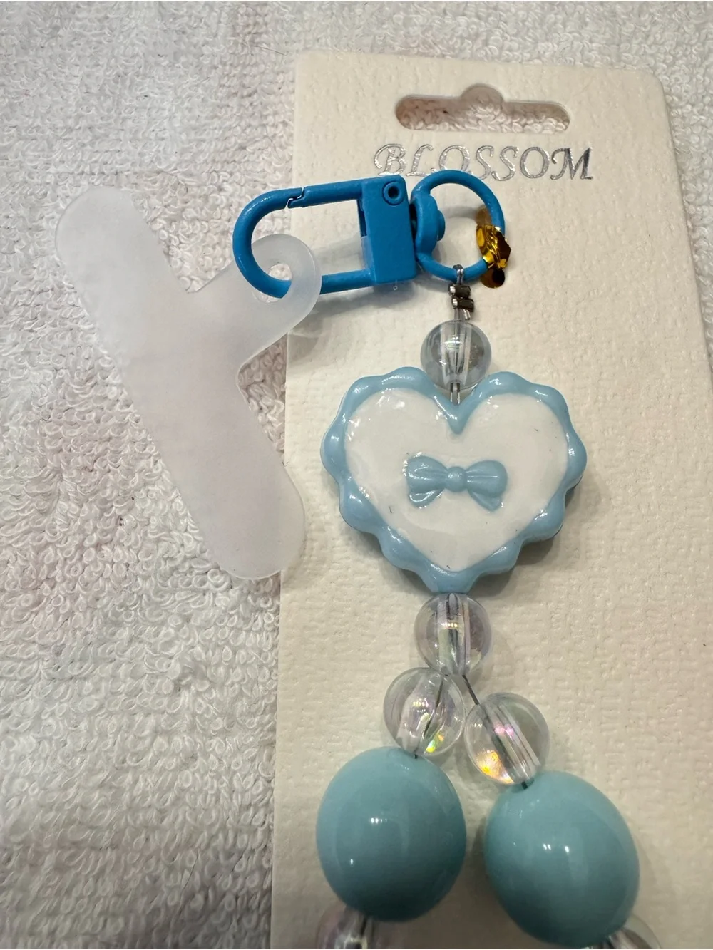 Blue Heart Bead Bracelet cell phone charm